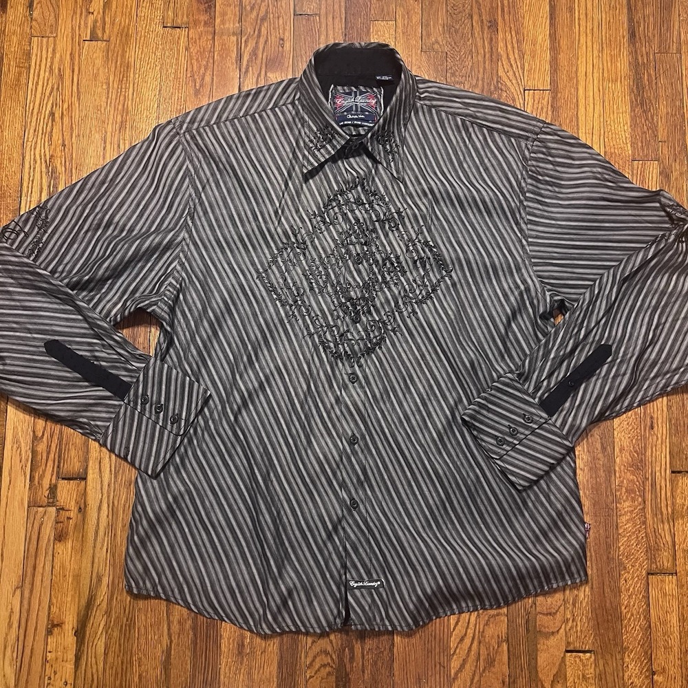 English Laundry Shirt Mens 3XL Black Christopher Wicks Embroidered Cotton